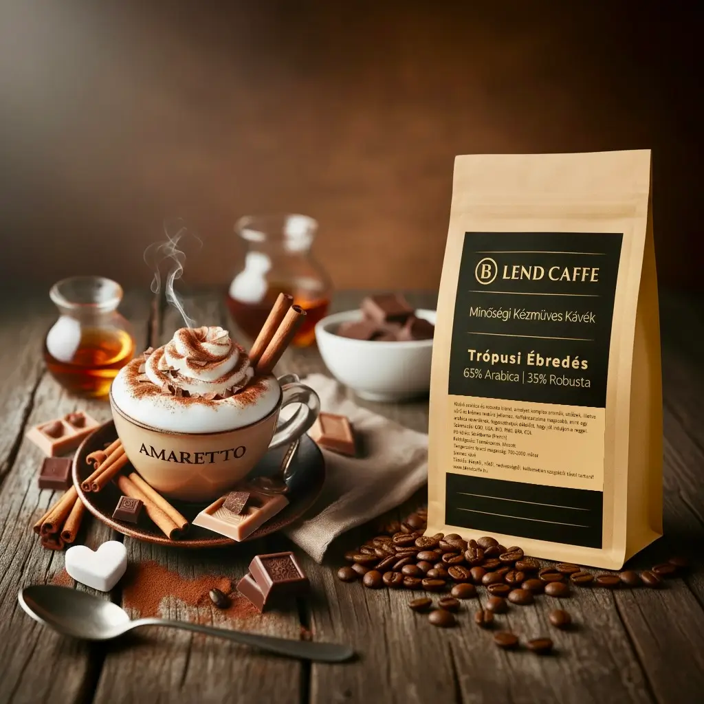 Arabica és Robusta Blend - Amaretto ízű kávé aromával Arabica és Robusta Blend - Amaretto ízű kávé aromával